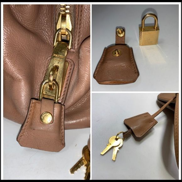 Authentic Prada Calf Leather Satchel Tan Medium - Picture 11 of 12